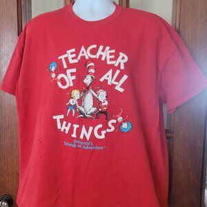 Men's Unisex Red Dr. Seuss Teacher of All Things T-Shirt Size 2XL